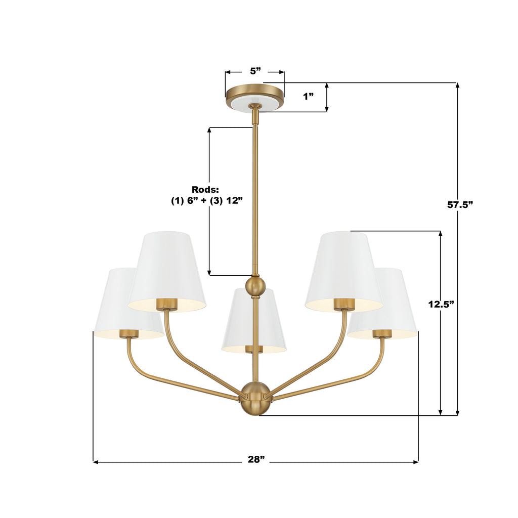 XAV-B9315-VG-WH Xavier 28'' Chandelier | Dimensions Image