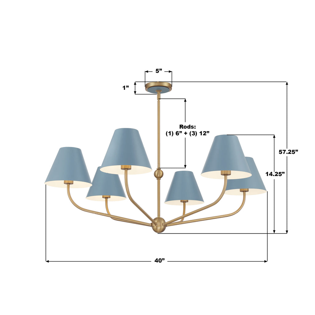 XAV-B9316-VG-BL Xavier 40'' Chandelier | Dimensions Image