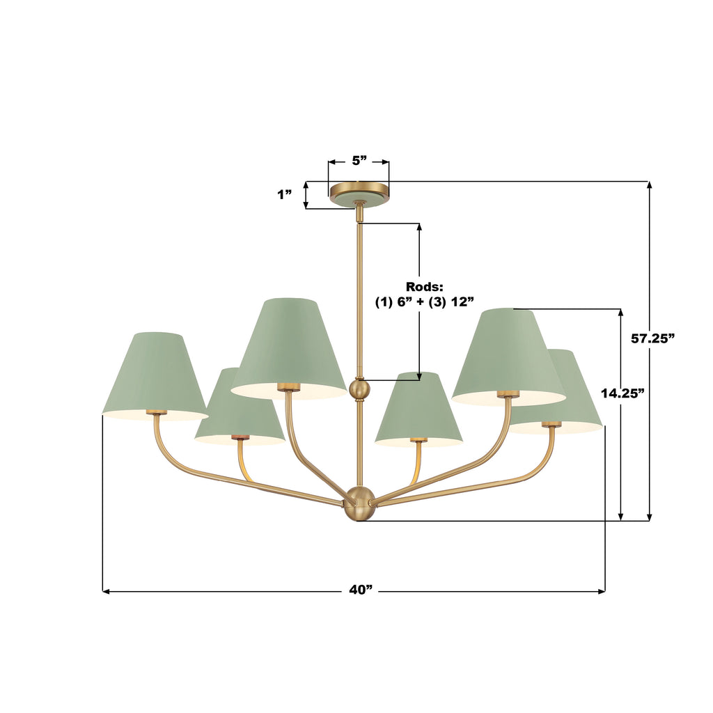 XAV-B9316-VG-GR Xavier 40'' Chandelier | Dimensions Image