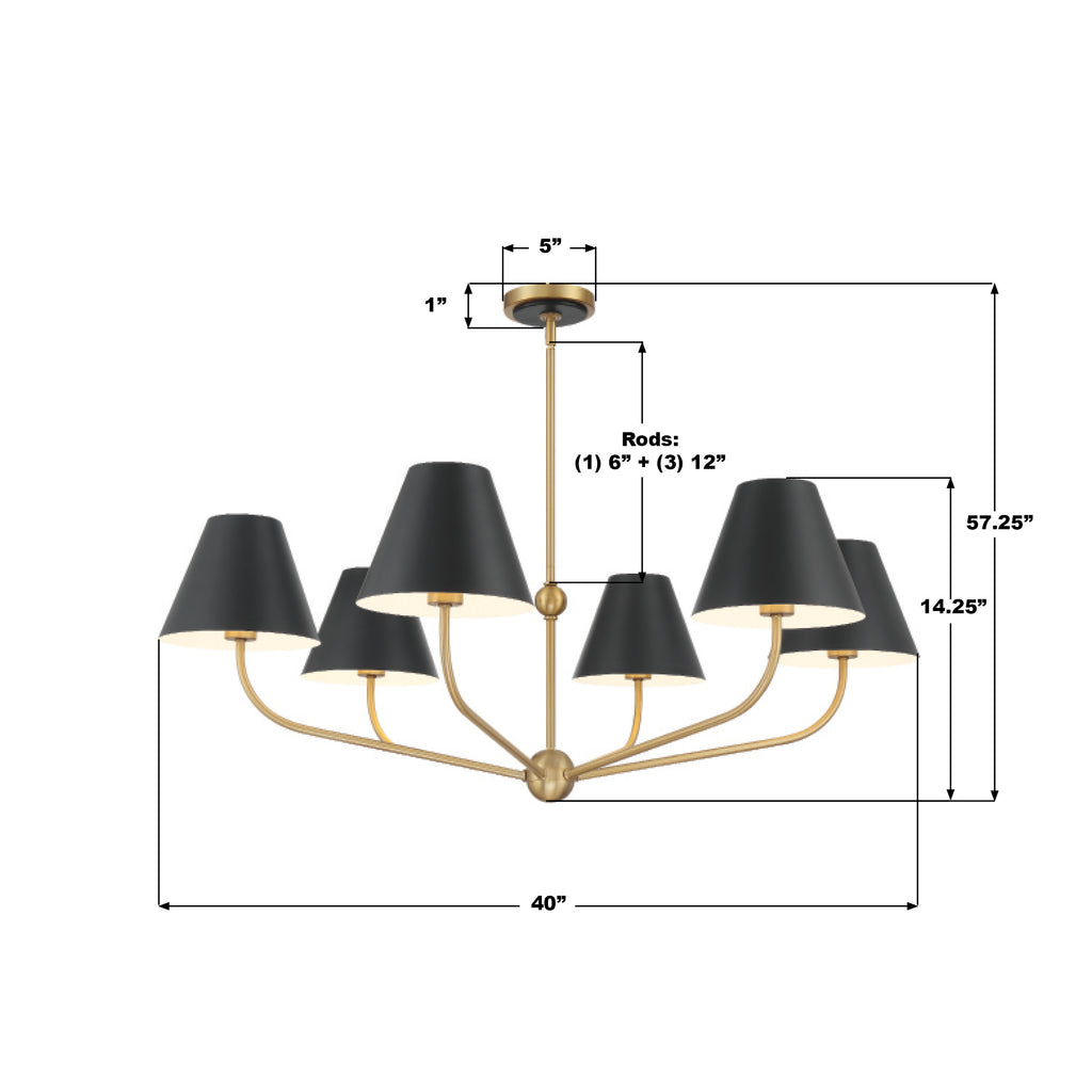 XAV-B9316-VG-MK Xavier 40'' Chandelier | Dimensions Image