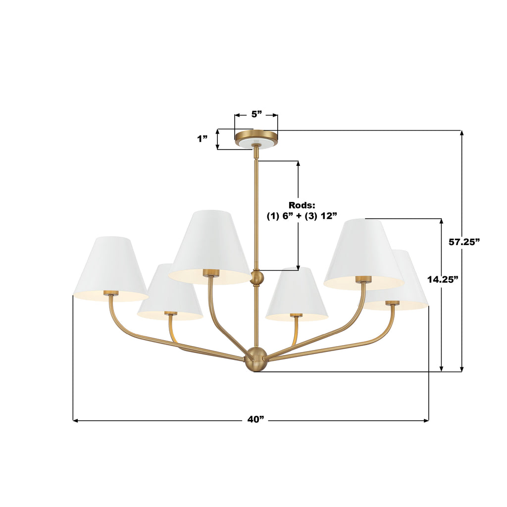 XAV-B9316-VG-WH Xavier 40'' Chandelier | Dimensions Image