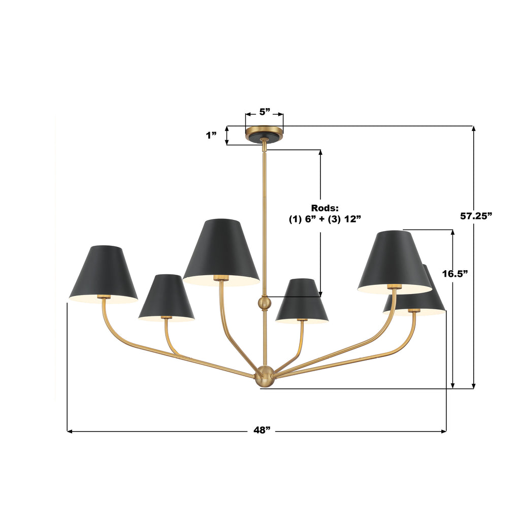XAV-B9319-VG-MK Xavier 48'' Chandelier | Dimensions Image