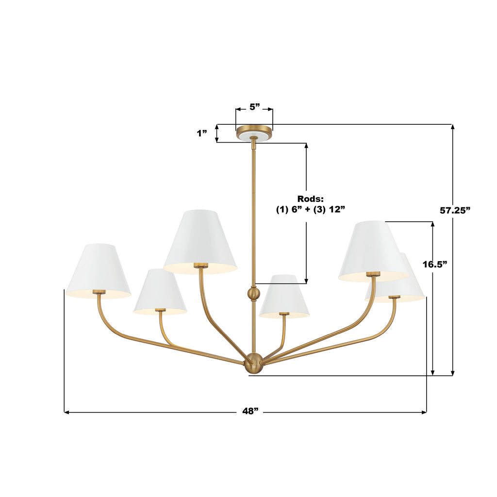 XAV-B9319-VG-WH Xavier 48'' Chandelier | Dimensions Image