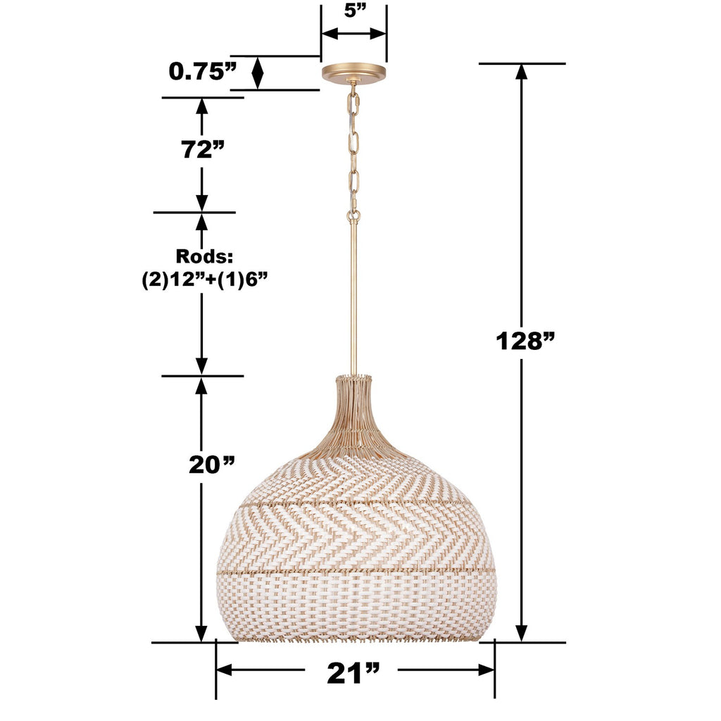 ZAN-9005-SG Zanzibar 5 Light Pendant | Dimensions Image