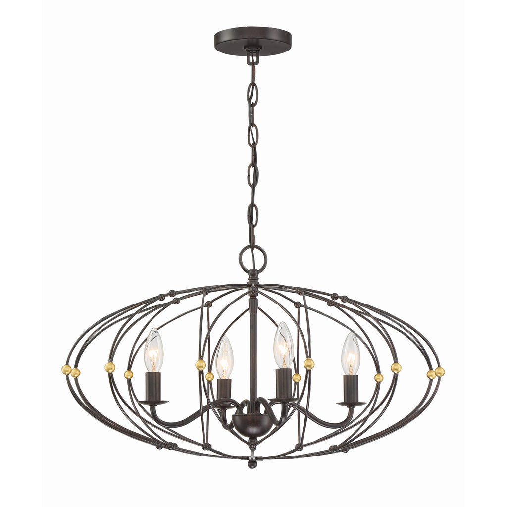 Crystorama Zucca 24.5'' Chandelier in English Bronze + Antique Gold - Additional View