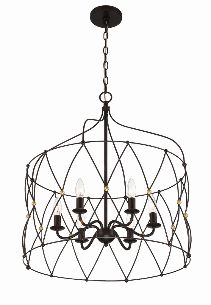 ZUC-A9035-EB-GA Zucca 6 Light Lantern Chandelier | Alternate Image