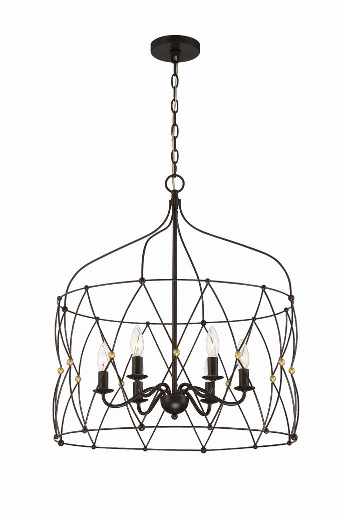 Crystorama Zucca 24'' Chandelier in English Bronze + Antique Gold - Additional View