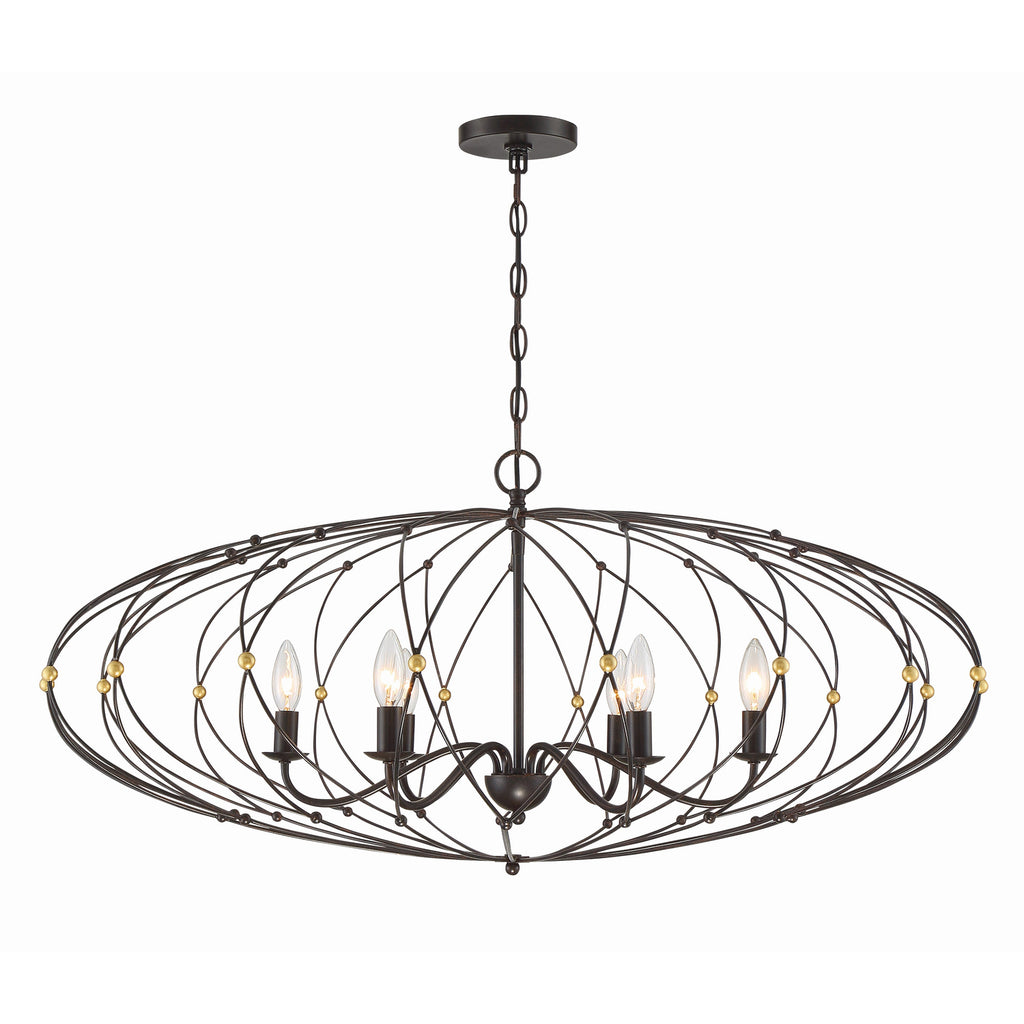 Crystorama Zucca 38.25'' Chandelier in English Bronze + Antique Gold - Additional View