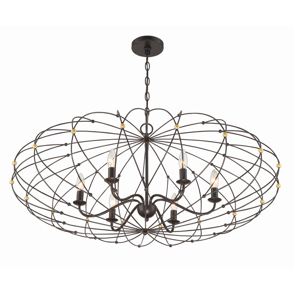 Crystorama Zucca 38.25'' Chandelier in English Bronze + Antique Gold - Additional View