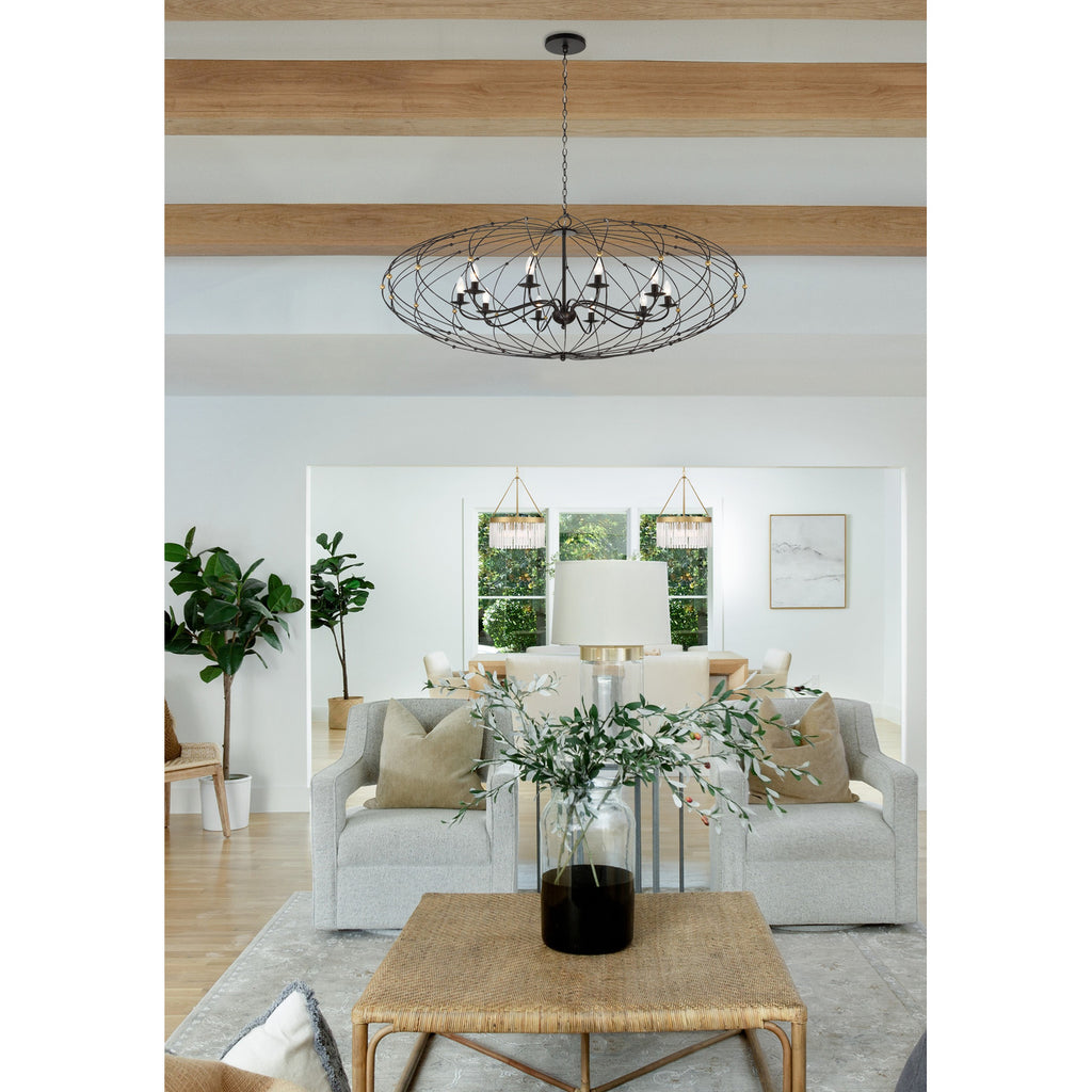 Crystorama Zucca 38.25'' Chandelier in English Bronze + Antique Gold - Lifestyle View