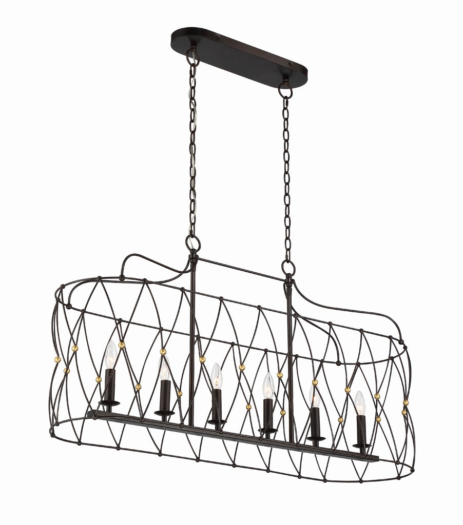 ZUC-A9037-EB-GA Zucca 42.5'' Linear Chandelier | Alternate Image
