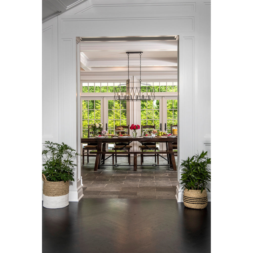 Crystorama Zucca 42.5'' Linear Chandelier in English Bronze + Antique Gold - Lifestyle View