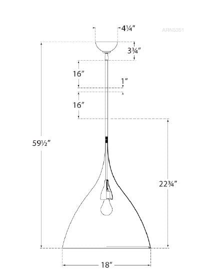 arn5351 AERIN Agnes 1 Light Pendant | Dimensions Image