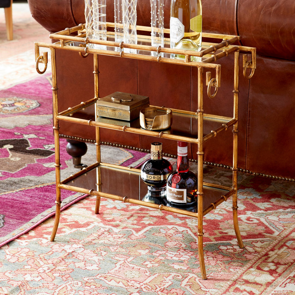 cy-04208 Bamboo Tray Table | Gold | Lifestyle Image