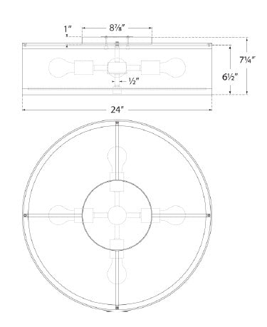 ks4072 Kate Spade New York Walker 4 Light Flush Mount | Dimensions Image