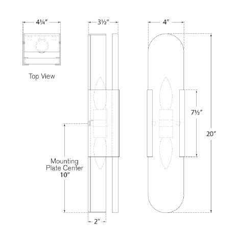 kw2013 Kelly Wearstler Melange 2 Light Sconce | Dimensions Image