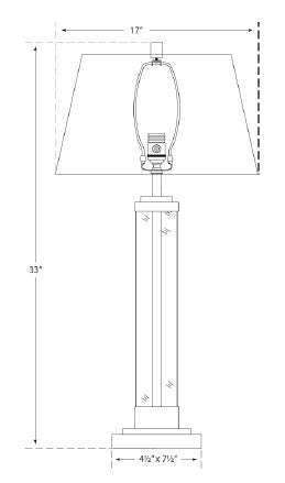 s3701 Visual Comfort Wright 1 Light Table Lamp | Dimensions Image
