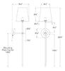 tob2024 Thomas O'Brien Bryant 1 Light Sconce | Dimensions Image