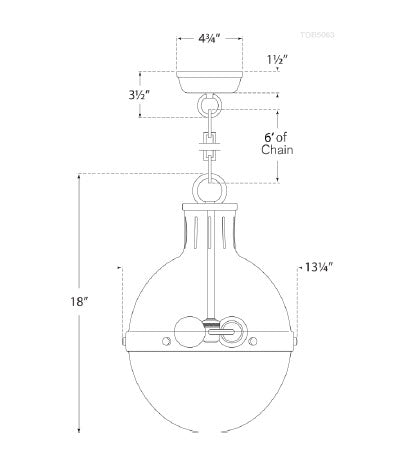 tob5063 Thomas O'Brien Hicks 2 Light Pendant | Dimensions Image