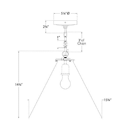 tob52266 Thomas O'Brien Katie 1 Light Pendants | Dimensions Image