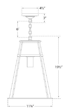 tob5753 Thomas O'Brien Robinson 1 Light Pendants | Dimensions Image