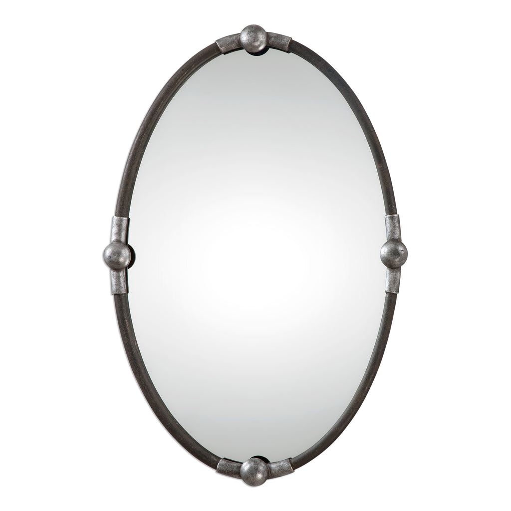 Rust Black Oval Mirror - Luxury Iron Frame