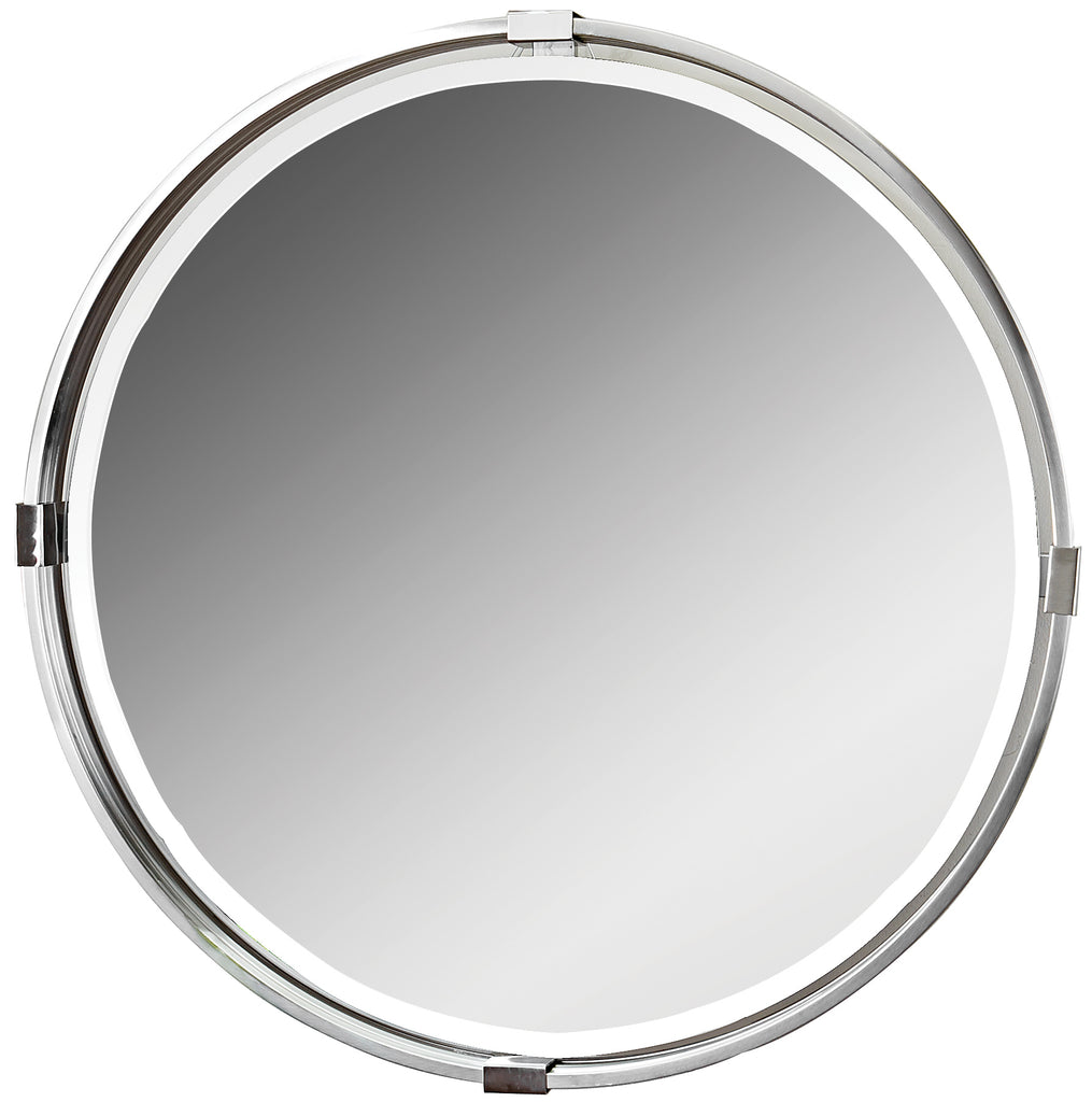 Round Brushed Nickel Mirror - Bryant Park Collection