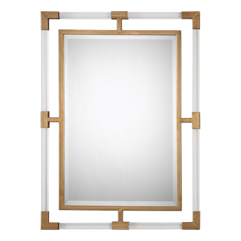Modern Gold Wall Mirror with Metallic Gold Leaf Finish - Bryant Park Collection