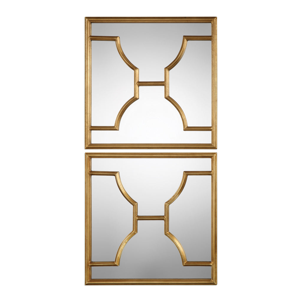 Antique Gold Square Mirrors - 2-Piece Set