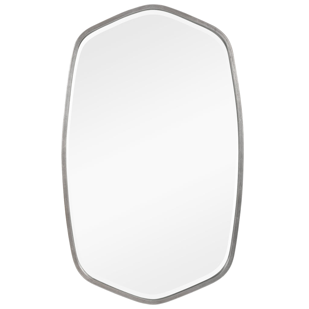 Hand-Forged Silver Leaf Mirror with Graceful Curves - Hampton Retreat