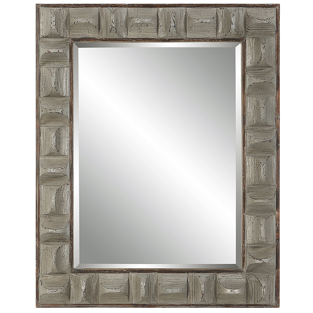 Venice Beach Boho Gray Mirror | Rustic Aged Gray & Silver