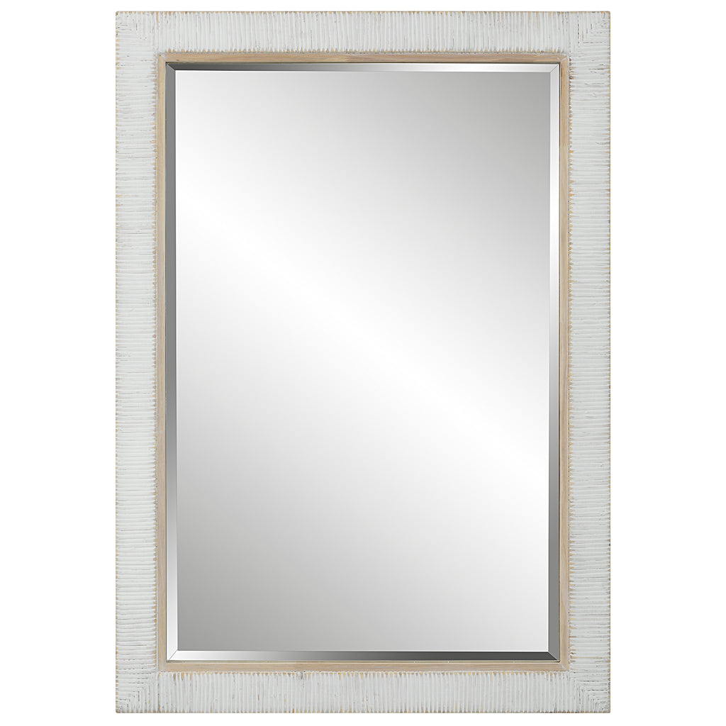 Whitewash Rattan Mirror - Coastal Home Decor