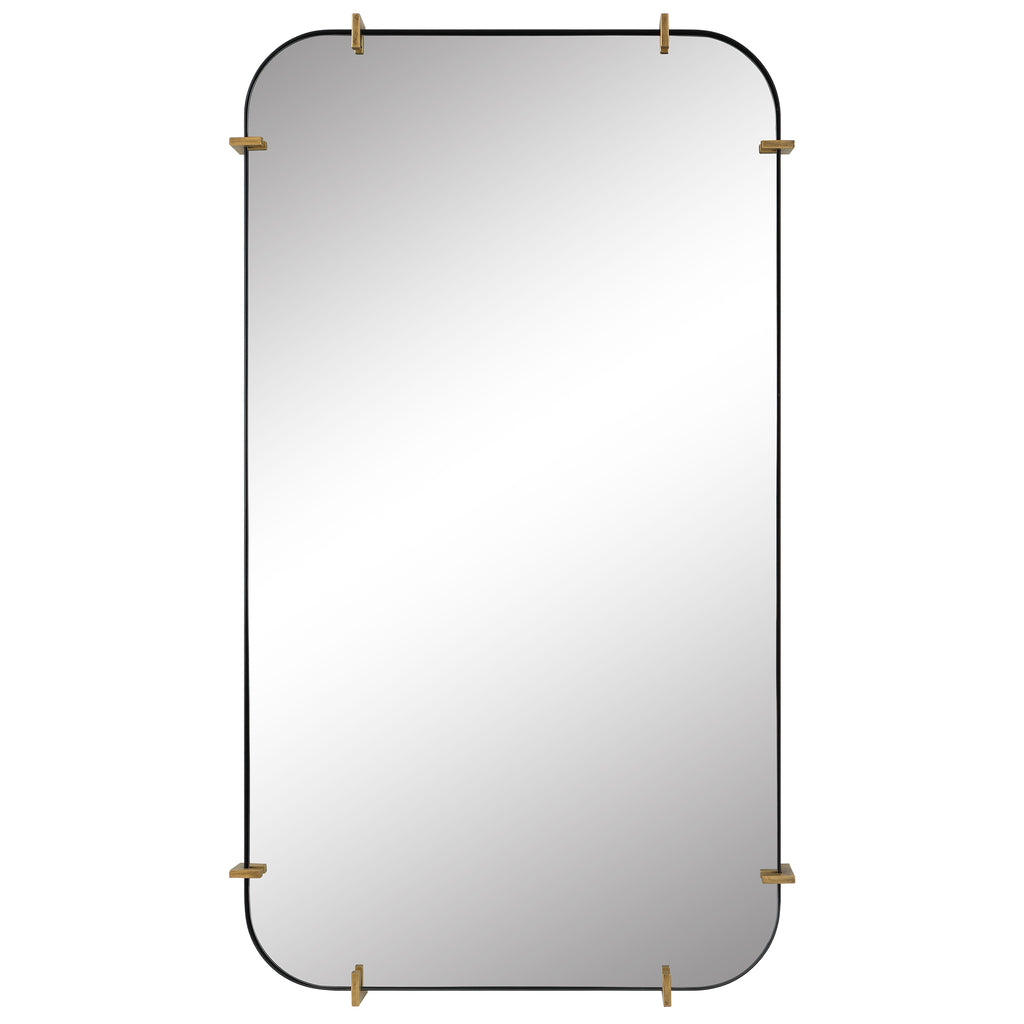 Contemporary Industrial Iron Mirror | Antique Brushed Gold Frame