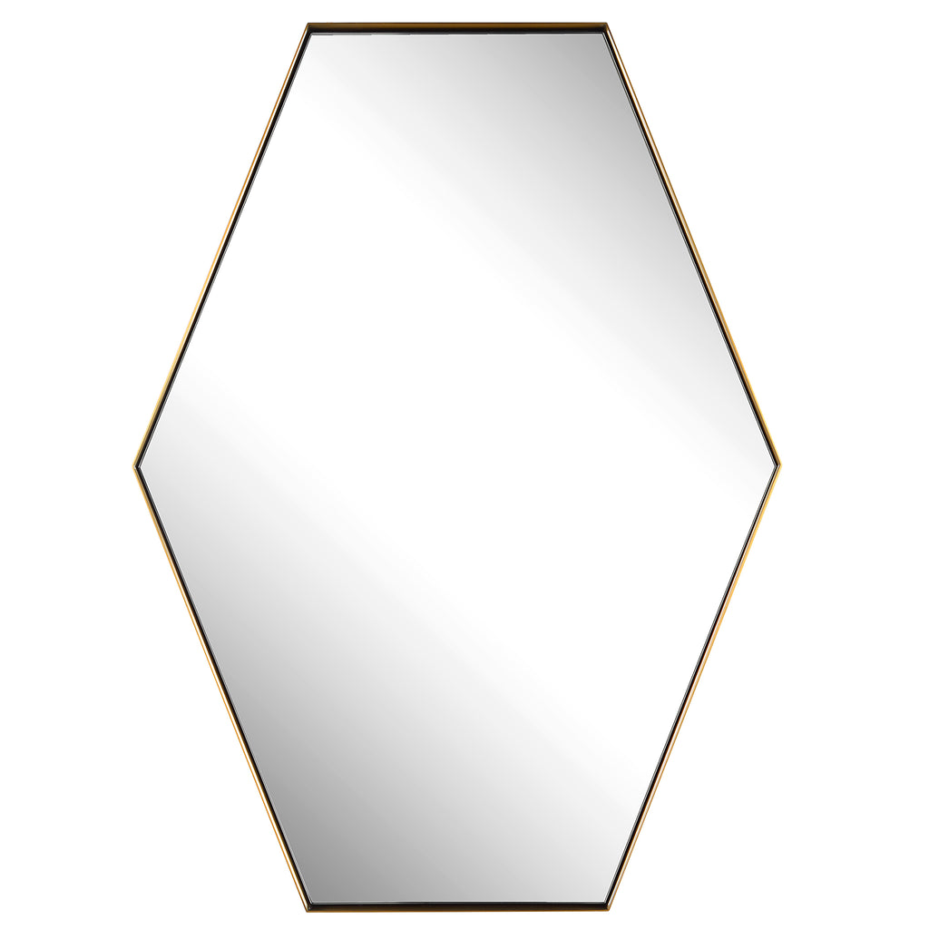 Brass Hexagon Mirror - Elegant Home Decor - Alternate Image