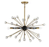 Mid-Century Modern Black and Gold Chandelier with Crystal Baubles | Alternate View