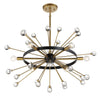 Mid-Century Modern Black and Gold Chandelier with Crystal Baubles | Alternate View