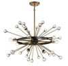 Mid-Century Modern Black and Gold Chandelier with Crystal Baubles | Alternate View