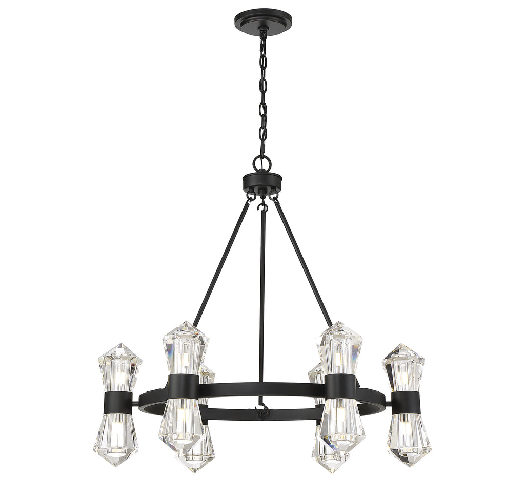 Matte Black Crystal Chandelier - Empire State Glam Lighting | Alternate View