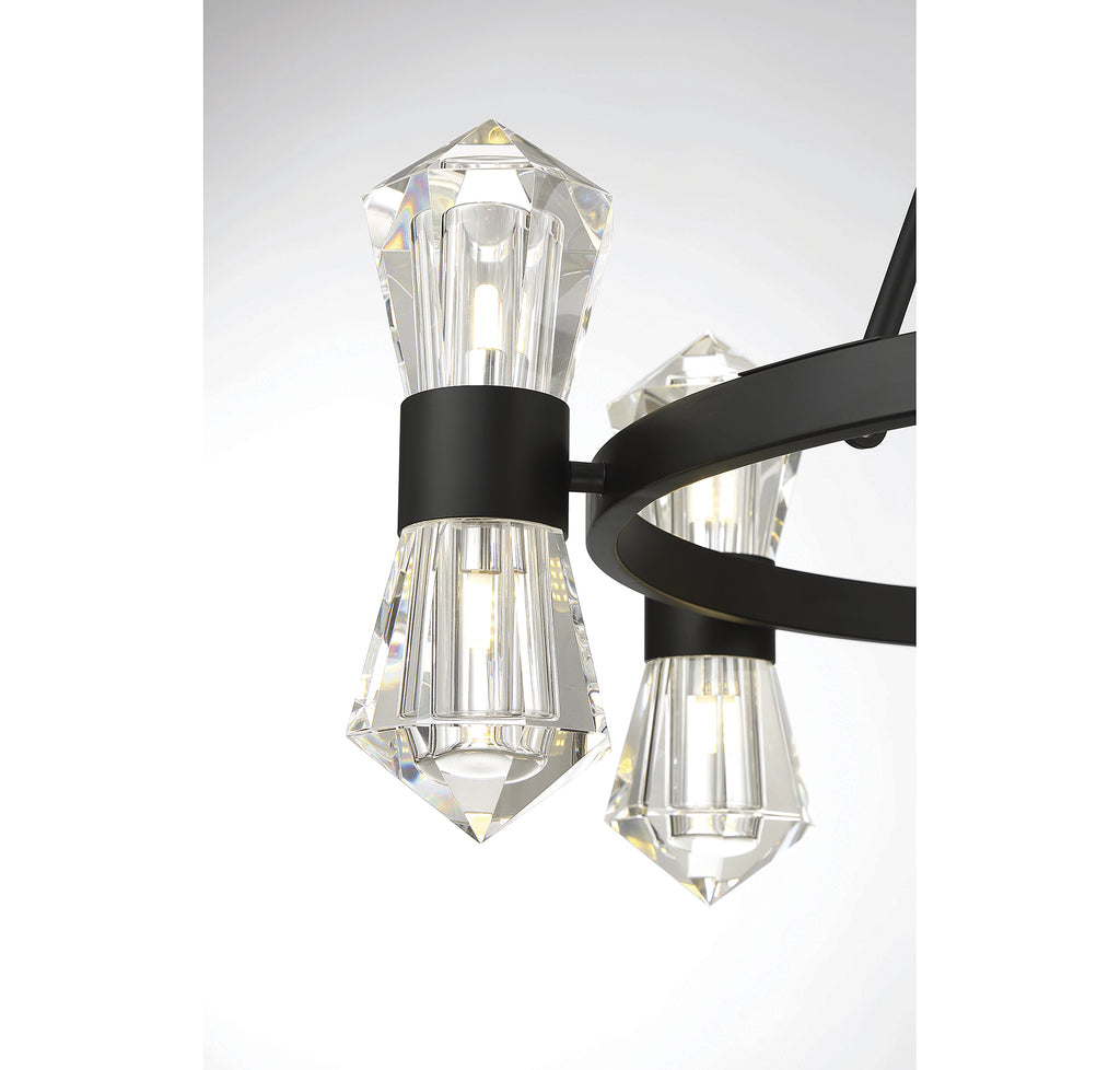 Matte Black Crystal Chandelier - Empire State Glam Lighting | Alternate View