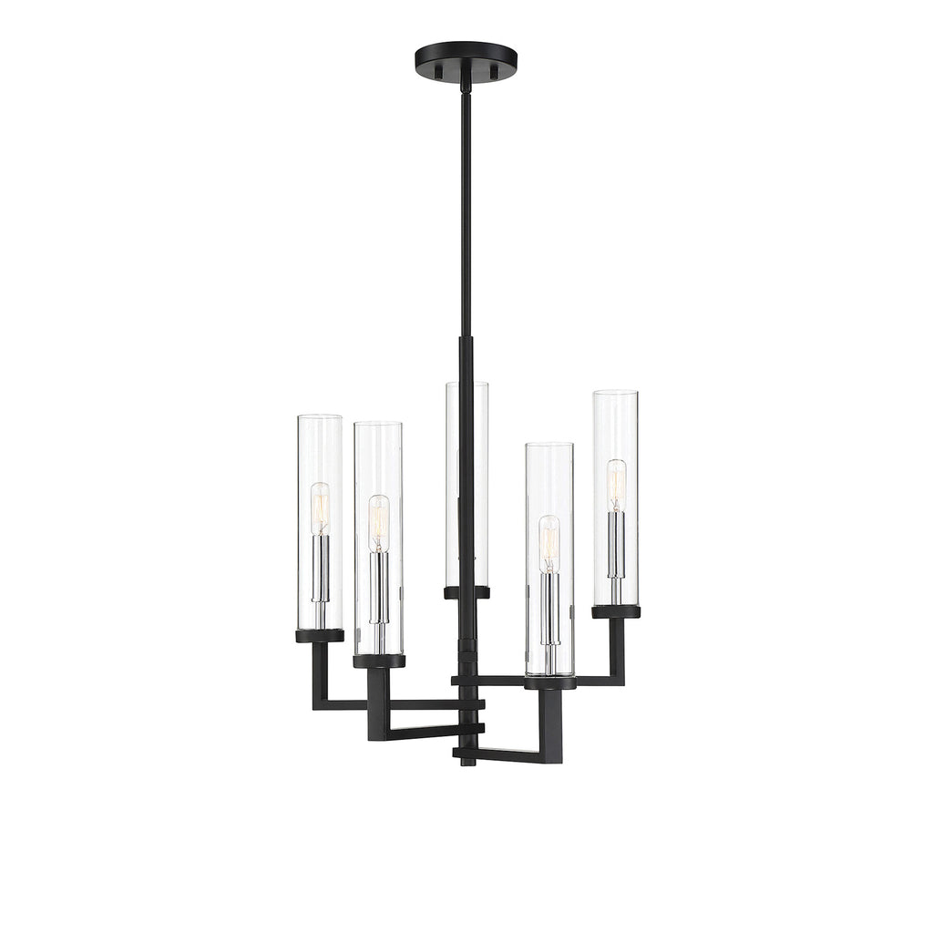 SoHo Chic 5 Light Modern Chandelier | Matte Black & Chrome