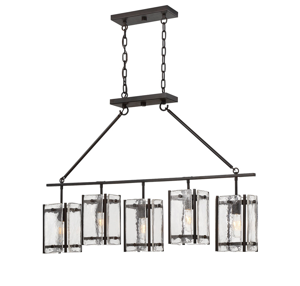 SoHo Chic 5 Light Modern Pendant | Matte Black with Warm Brass | Alternate View