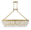 Sunset Strip 8 Light Linear Chandelier in Warm Brass with Crystal Accents 