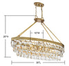 Sunset Strip 8 Light Linear Chandelier in Warm Brass with Crystal Accents | Alternate View