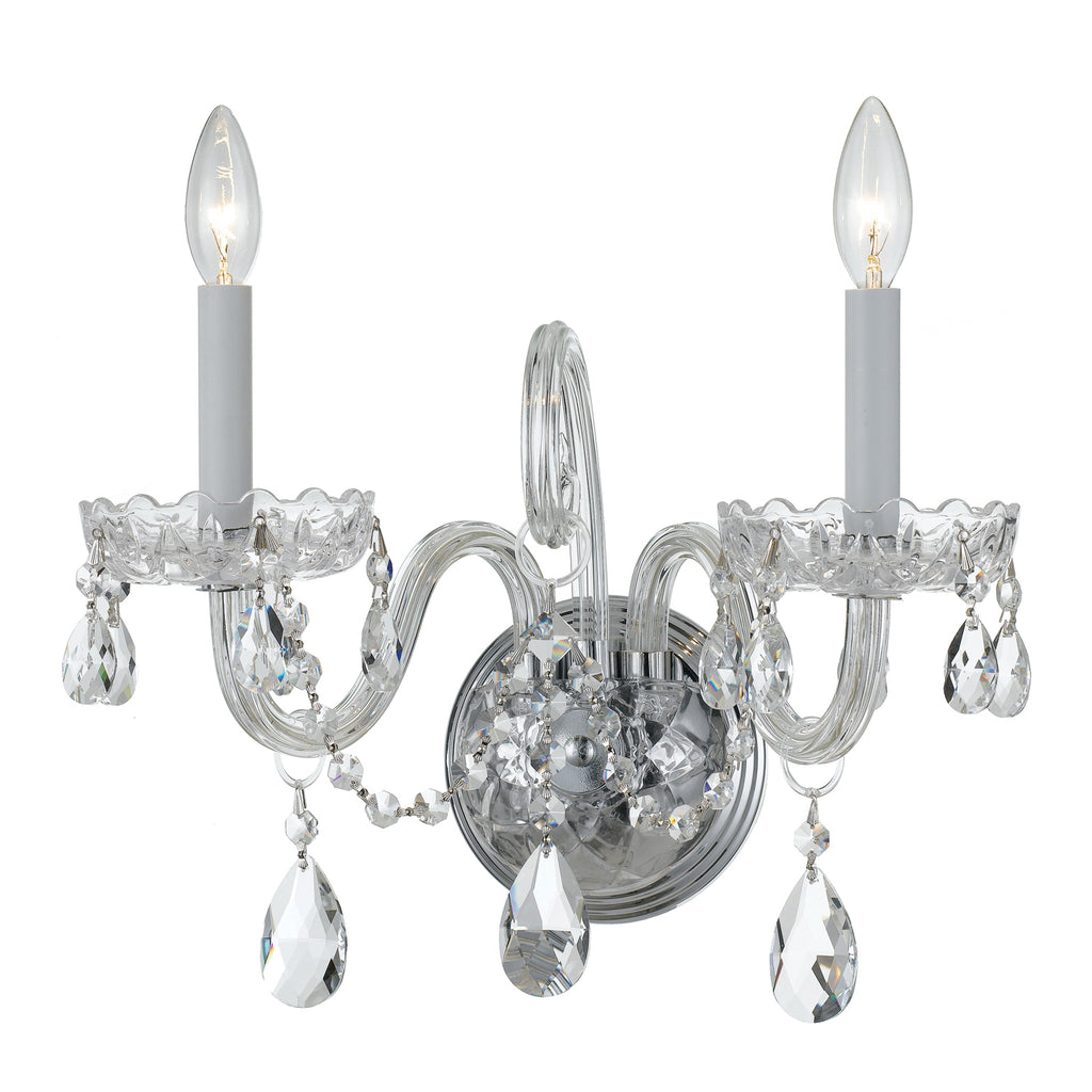 Crystal Wall Mount Light - Park Avenue Classic 2-Light Fixture with Cut Crystal Jewels for Elegant Home Decor