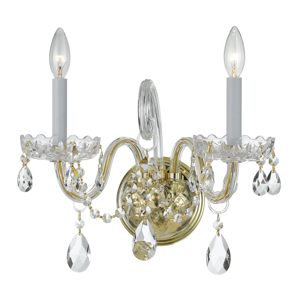 Crystal Wall Mount Light - Park Avenue Classic 2-Light Fixture with Cut Crystal Jewels for Elegant Home Decor