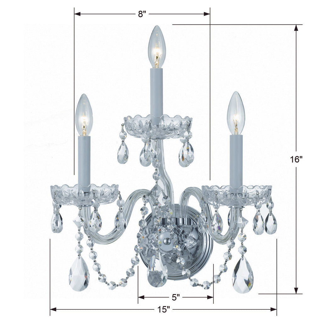 Park Avenue Wall Mount with Swarovski Strass Crystal | Item Dimensions