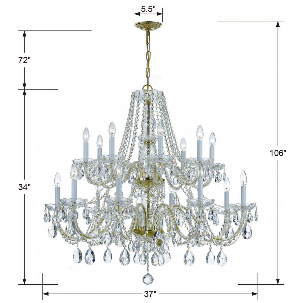 Park Avenue Classic 16-Light Chandelier - Traditional Crystal Fixture | Item Dimensions