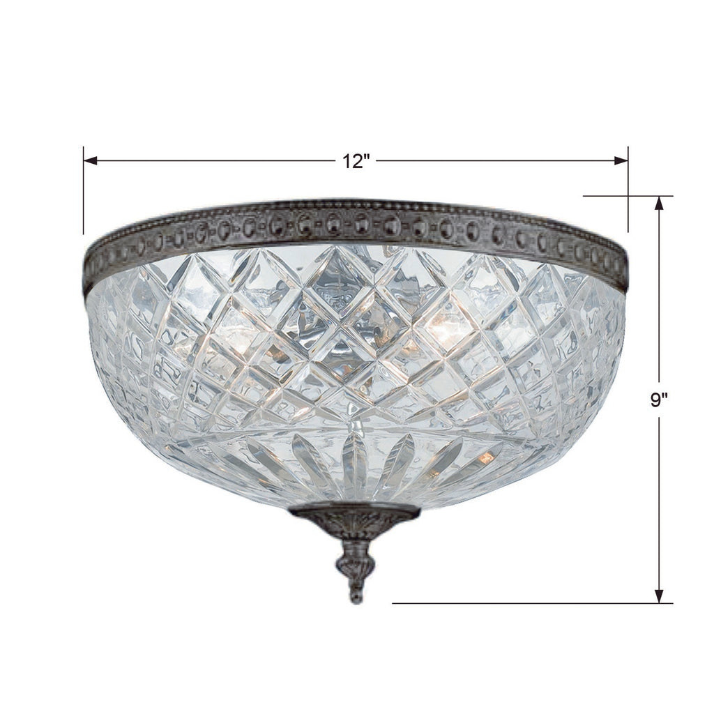Park Avenue Classic 3-Light Traditional Ceiling Mount - Manor Lighting | Item Dimensions