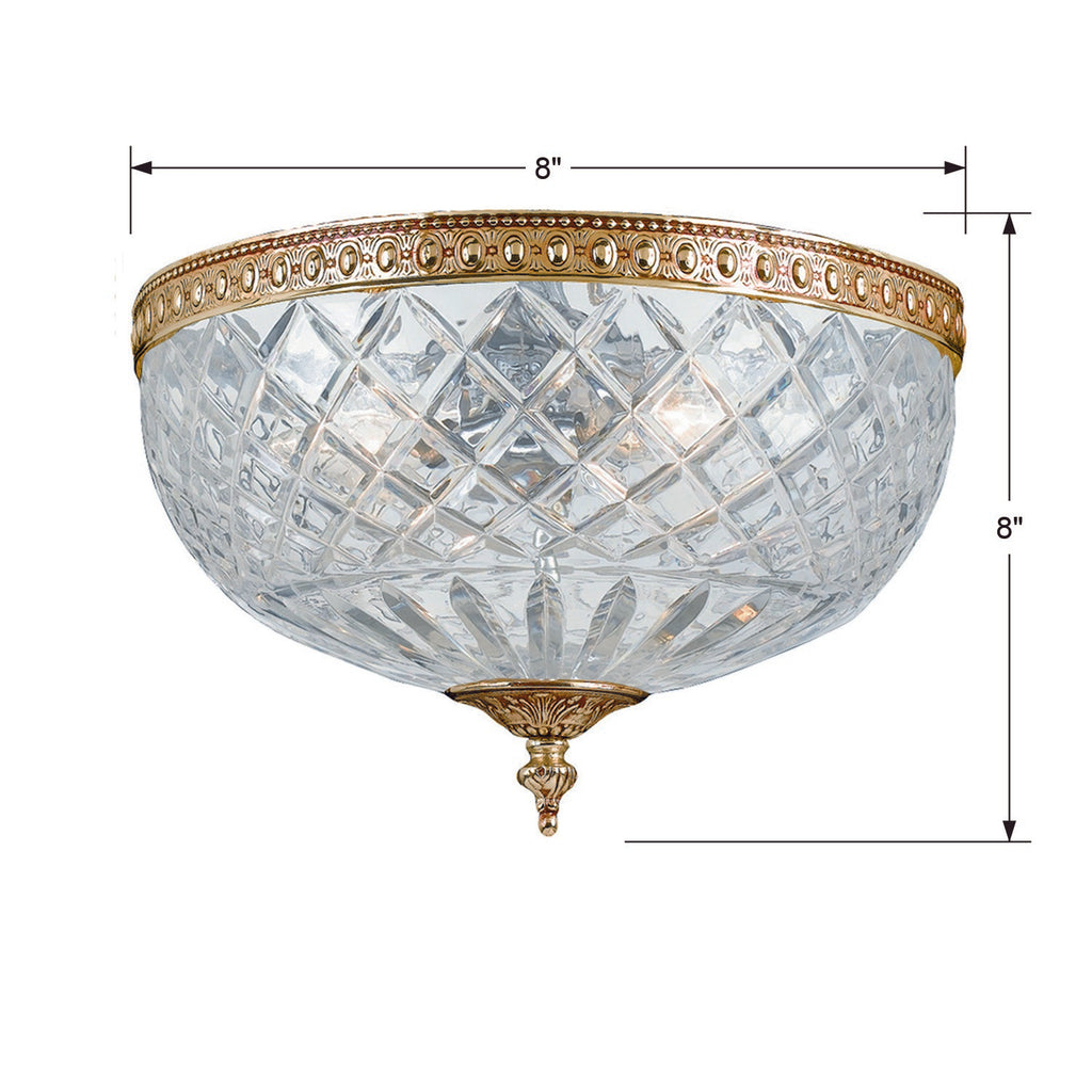 Park Avenue Classic Ceiling Mount 2-Light Fixture in Traditional Style | Item Dimensions