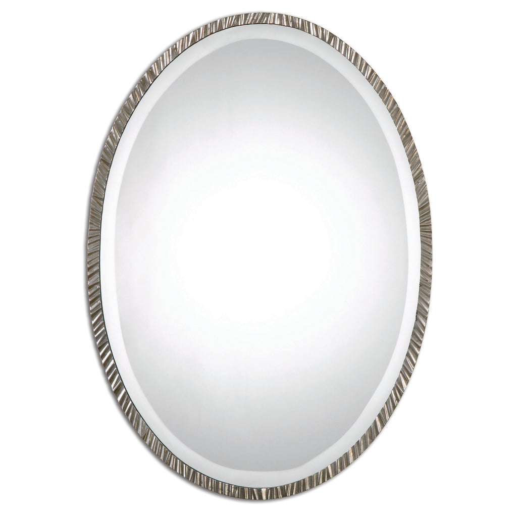 Polished Nickel Oval Wall Mirror - Elegant Home Decor